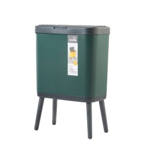 15L Luxury Golden Trash Can For Kitchen Bathroom Creative Quadruped High-foot Push-type Plastic Narrow Garbage Bin With Lid