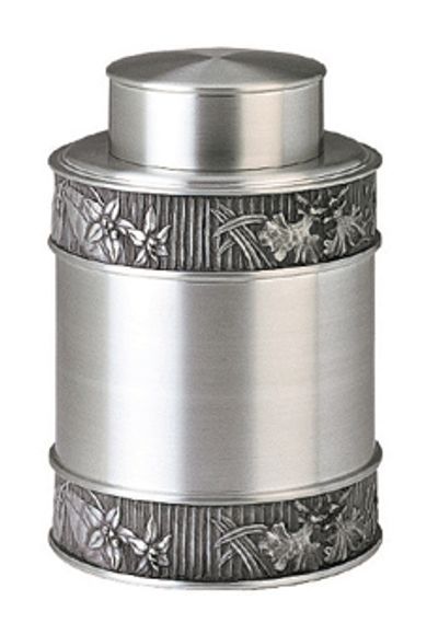 Orchid Motif Tea Caddy, Tall