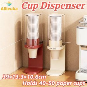 Allieuka Desktop Disposable Cup Dispenser Dustproof Storage Paper Cup Holder Automatic Cup Take Out Organizer