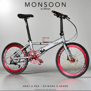 👽 Fnhon Monsoon 22" • 𝗠𝗥𝗧/𝗕𝘂𝘀-𝗙𝗿𝗶𝗲𝗻𝗱𝗹𝘆 Shimano 9s 𝗙𝗿𝗲𝗲𝗯𝗶𝗲𝘀 Litepro 𝗟𝗶𝗴𝗵𝘁𝘄𝗲𝗶𝗴𝗵𝘁 foldable bicycle Java Hito Rifle Battleship Grey Red Wheel Crankset Chainring Pedals Gineyea Bottle Cage Headset Kenda
