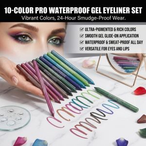 14 Colors Eyeliner Pen Waterproof Gel Pen Smudge Proof Pearl Shimmer Eyeshadow Pen