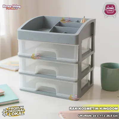 Rak Kosmetik dengan Laci Kosmetik Tempat Makeup 3 Susun Tabitha Beauty Rak Makeup Organizer