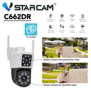 Vstarcam C662DR (เลนส์คู่) ใหม่ 2023 กล้องวงจรปิดไร้สาย ความละเอียด 2MP(1296P) Outdoor ภาพสี มีAI+ คนตรวจจับสัญญาณเตือน