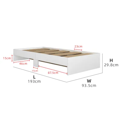 KitchenZ 6.3FT Single Size Bed Frame / Headboard / Katil Single / White-8002/8202/8022/8222