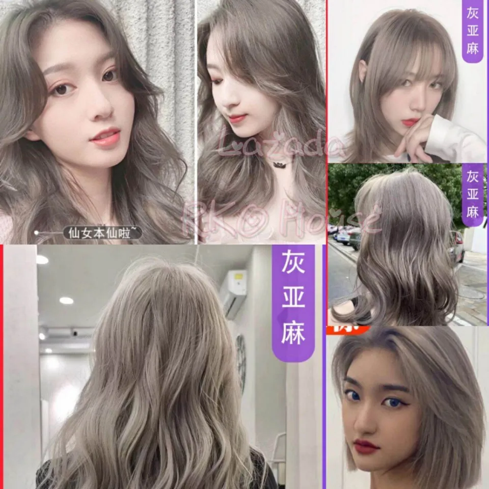 ASH GREY + PEROXIDE 100ML] Ready Stock Saloon Professional Hair Color Dye  Cream 100ML