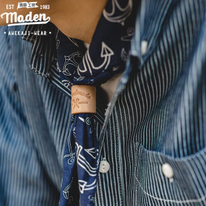 Maden brand tooling style 2024 summer new boys girls Japanese retro anchor print square scarf Ami khaki literary cashew wild hip-hop youth chic decorative scarf