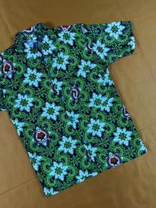 Baju Batik hijau panjang & pendek MI / SD Motif Ikhlas Beramal cewe / cowo