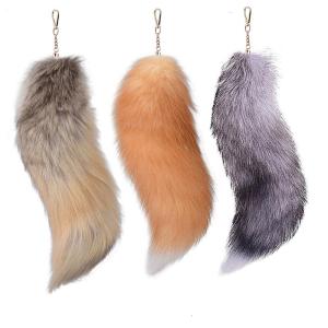 3PCS Halloween Foxes Tail Keychain Set Stylish Faux Furs Bag Charm Pendant Keyrings Oversized Soft Accessories