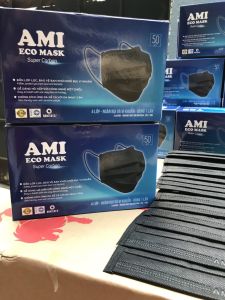Combo 2 hộp Khẩu Trang Y Tế Than Hoạt Tính 4 lớp Màu Xám CHÍNH HÃNG AMI (50 chiếc /1 hộp)
