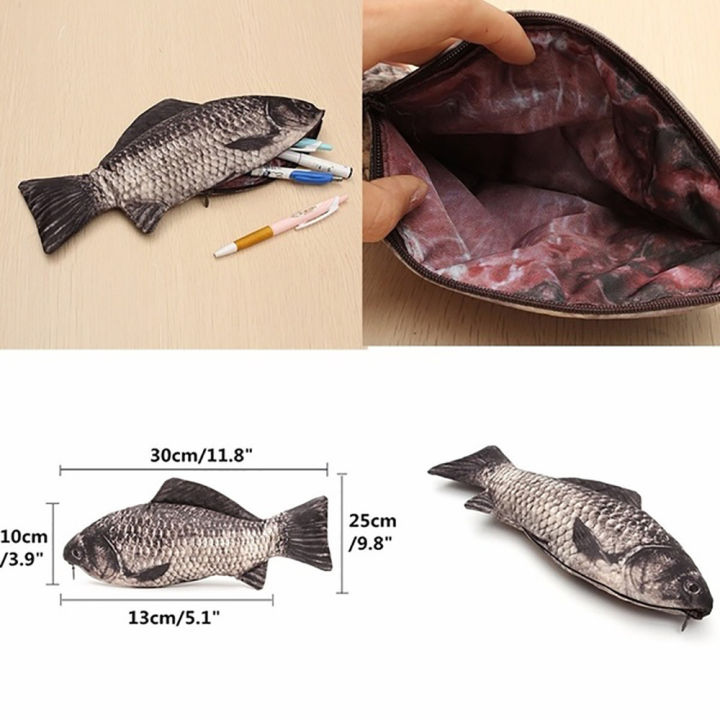 Case Shape Pen Make-up Fish With Zipper Pencil Pen Pouch Realistic Bag  Office Stationery Pouch with Zipper for Kids