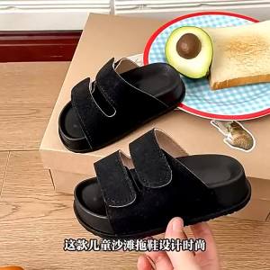 [Free Shipping] Fashionable ChildrenS Thick-Soled Slippers Trendy Outdoor Wear For Boys And Girls With Velcro Closure And Open Toe Suitable For Older Children