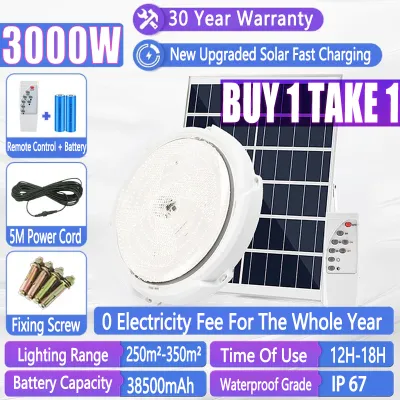 Solar Light Ceiling 10000W Ceiling Lights Modern Design BUY 1 TAKE 1 Solar Lights With Solar Panel indoor Ceiling Lamp Upgrade LED IP68 Waterproof With Remote