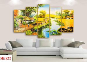 Bộ Tranh 5 tấm thiết kế hiện đại sang trọng- Tranh treo phòng khách (giá xưởng tặng đinh treo tranh không cần khoan)