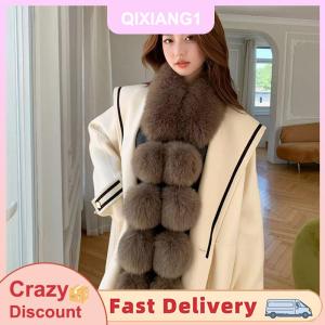 QIXIANG1 Dài Faux Fox Fur Khăn Phụ Nữ Mùa Đông Ấm Mềm Lông Khăn Quàng Cổ Giản Dị Phụ Nữ Ngoài Trời Cổ Ấm Cổ Áo
