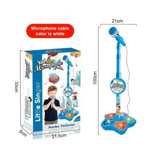 Kids Microphone with Stand Karaoke Song Vertical Mic Music Instrument Toys Brain-Training Educational Toy Birthday Gift Girl Boy2026