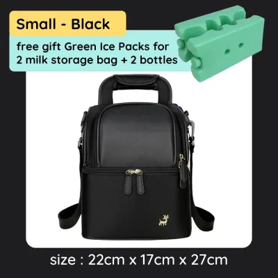 [Free 2x Ice Packs] V-Coool Insulated Cooler Bag For Breastmilk Baby Food Waterproof Tote Bag Backpack Mummy Bag Diaper Bag Portable Lightweight Double Deck Breast Pump Accessories Breast Milk Keep Fresh Cold For Working Traveling Outing by 8miles