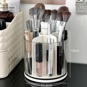 Makeup Brush Holder Organizer Auto Lifting Vanity Desk Organiser Dustproof Makeup Brush Storage Box