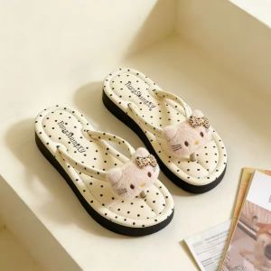 [NEW ARRIVAL🇲🇾] Women Kitty design Thick Sole PU Material Summer Outdoor Anti-Slip Flip Flops Slipper