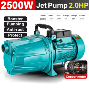 【10 year warranty】Heavy Duty Jet Pump 2500W 60L/Min 2HP Priming Pump Shallow Well High Power Electric Water Pump Jetmatic Water Pump Peripheral Jet Booster Pump Self-priming Pump