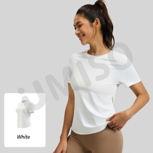 UMISO Women Sports Short Sleeve Top with Back Cut-Out Comfortable Breathable Slim Yoga Shirt Plain Running Workout Fitness  Sports Top