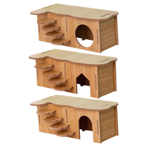 Hamster House Hideouts Climbing Ladder Small Animal Habitat Natural Play House Chews Toy for Dwarf Hamster