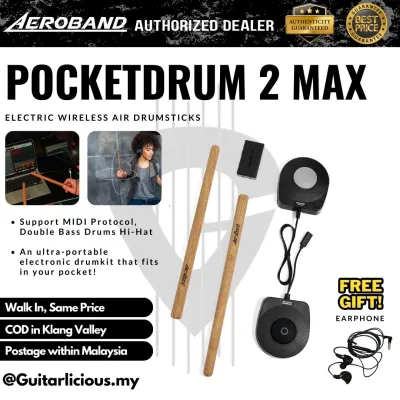 AeroBand PocketDrum 2 Max Electric Air Drum Set Sticks with Drumsticks Pedals Bluetooth and 8 Sounds USB MIDI Function Electronic Drums for Adults Kids Gift