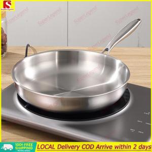 【Big Sale】 316 Stainless Steel Frying Pan Non-Stick Household Uncoated Cookware Universal Steak Cooking Pot for Omelette Pancake Steak 【SuperLegend】