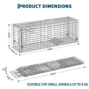 Portable Foldable Cat Trap - Galvanized Rescue Cage Humane Capture for Stray Cats Quick-Set Tool