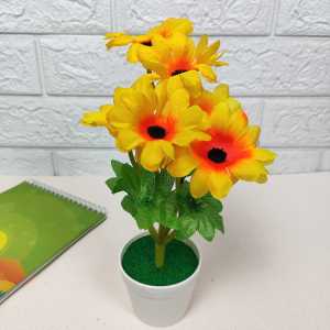 Azgalery PBP34 / Bunga Hias Plastik Bunga Matahari Imitasi Tanaman Artifisial Sunflower Cantik Import / COD
