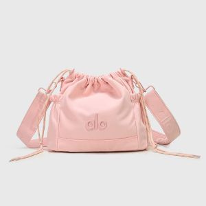 ALO Drawstring Nylon Bucket Crossbody Bag Women Wide Strap Lightweight Casual Daily Sling Shoulder Bag