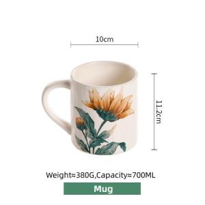 OMK American Style Sunflower Design Series Ceramic Mug 700ML coffee cup