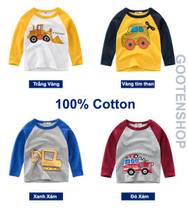 [CHÍNH HÃNG 27KIDS]  Áo thun bé trai dài tay hãng 27KIDS in hình dễ thương cho bé chất cotton AD3