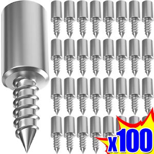 100ชิ้น สกรูยึดแบบเกลียวปล่อย / ขายึดชั้นวางตู้เสื้อผ้า / สกรูยึดเฟอร์นิเจอร์ไม้ / หมุดยึดชั้นวางพร้อมปลอกกันลื่น