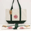 Large Size Dark Green/blue/red Embroidered Logo Same style Handmade Trader Joes Canvas Tote Reusable Street Bag 20x14x6" (Non). 