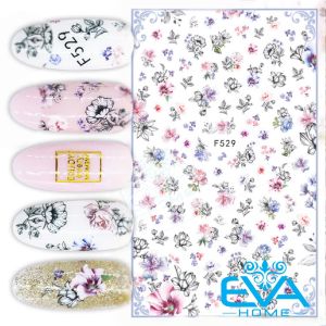 Sticker Dán Móng Tay 3D Dạng Decal Dán Móng Chống Nước Hoạ Tiết Hình Vẽ Bông Hoa Trang Trí Seamless Floral Pattern F529