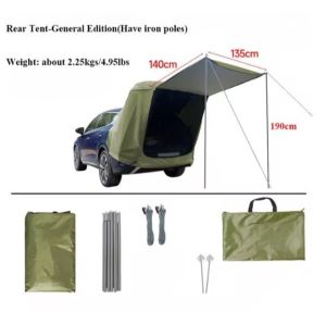 Car trunk extension tent SUV car tail camping awning super large space rainproof windproof sunscreen portable installation and disassembly easy suitable for family outdoor camping self-driving travel equipment