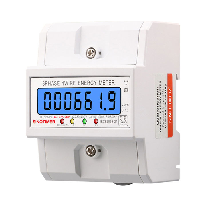 LCD Display Din Rail 3 Phase 4 Wire Electronic Watt Power Consumption ...