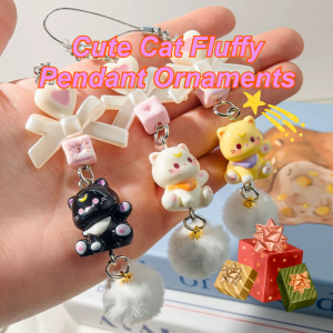 Kitten Plush Ball Pendant Sweet Girl Heart Phone Chain Bag Pendant Key Chain Cartoon Cute Pendant