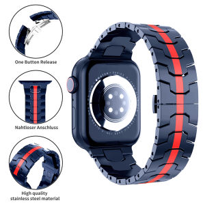 Stainless Steel Strap compatible with Apple Watch Bands 41mm 42mm 44mm 45mm 40mm 38mm compatible with Apple Watch Series 7 6 SE 5 4 3 2 1 Metal Ironman strap Watchband Bracelet Band