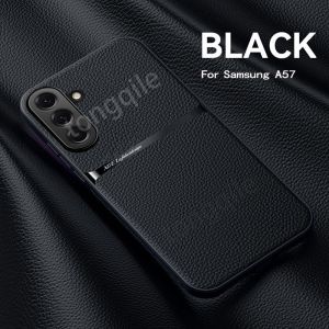 Leather Case For Samsung Galaxy A27 A57 A37 A17 5G 4G 2026 Soft TPU Silicone Phone Casing Back Cover Shockproof Bumper Simple Solid Color Matte Car Holder Support
