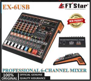 FT STAR Spider 6 Channel Professional Audio Mixer with +46V Phantom Power Each Channel for Condensed EX-6USB