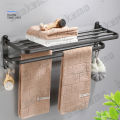 Local Stock baokemo Aluminum Multifunctional Towel Rack Double Towel Bars  Wall Mounted  Toilet Brush Toilet Tissue Box Bathroom Accessories. 