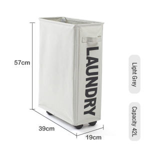 【✅SG stock】42L Capacity Super Durable Laundry Basket with Universal Wheels Foldable Slim Durable Waterproof 600D Oxford Household Storage Basket Yoga Mat Storage