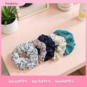 Heabety 5Pcs Polka Dot Hair Ties Elegant Cute Fabric Scrunchies With Flower Prints Sweet Floral Dot Hair Bands Academy Style For Ages