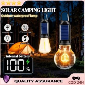 Waterproof Solar Camping Light Rechargeable LED Portable LED Tungsten Light Emergency Lamp Bulb
