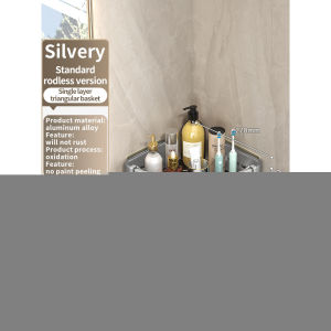 YUN JIE YA bilik  Gray Bathroom Shelf Free Punch Aluminum Bathroom Shelf Toilet Makeup Storage Rack Hanger Corner Shelf Organizer Wall Mounted Shower Shelving Accessories  Seamless Punch-Free Storage Rack Bathroom Vanity Triangle Shelf Wall