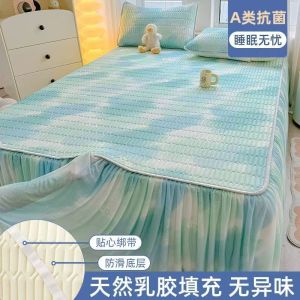 Class A Summer Cool Feeling Ice Fabric Mattress Cover Chessboard Panda Print Bed Sheet Cool Pad Mat And 2 Pcs Pillowcase