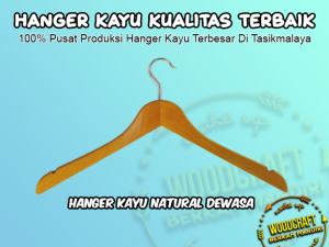 12 PCS HANGER KAYU NATURAL PALANG DEWASA PREMIUM GANTUNGAN BAJU