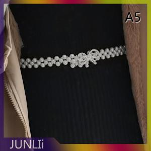 JUNLIi สายคาดเอวประดับมุกขนาดใหญ่สำหรับผู้หญิงกระโปรงแฟชั่นเข้ากับทุกชุดดีไซน์หรูหราแบบลำลอง