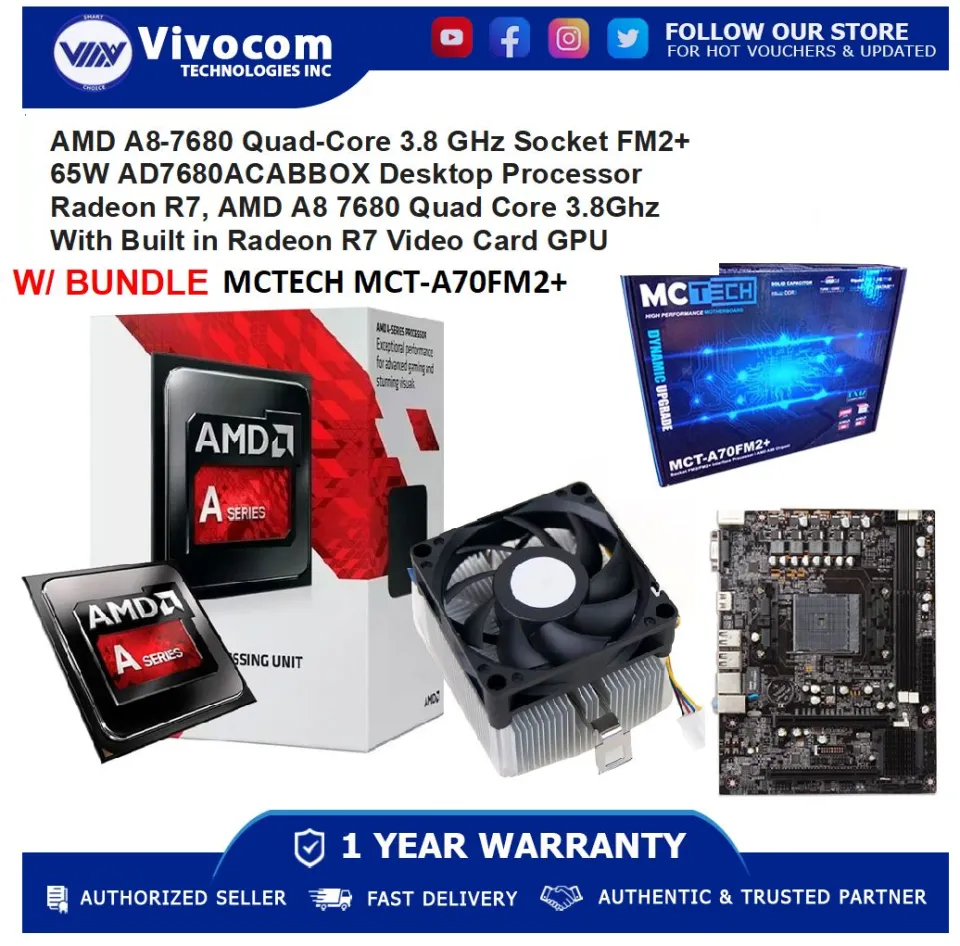 AMD A8-7680 TRAY TYPE PROCESSOR W/ BUNDLE MCTECH MCT-A70FM2+